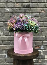 Цветочная композиция из Гипсофила и Розы в шляпной коробке #REPLACE_PRED# Авсюнино