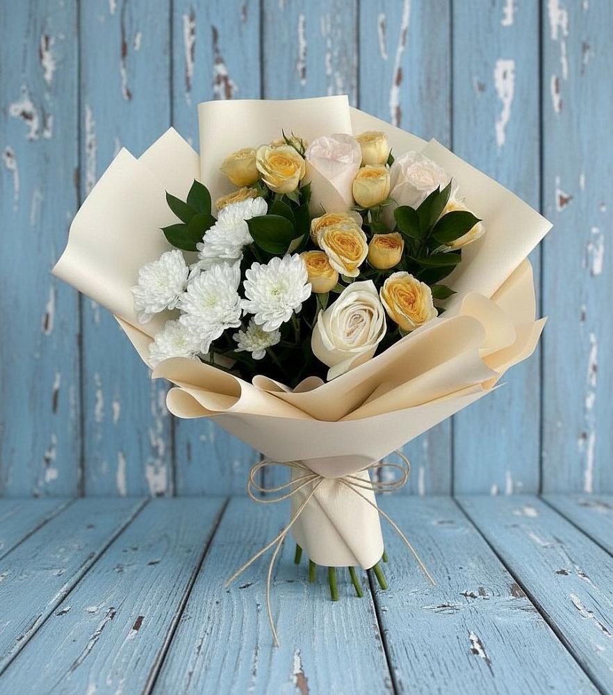 Букет цветов из: Розы и Хризантемы в Авсюнино