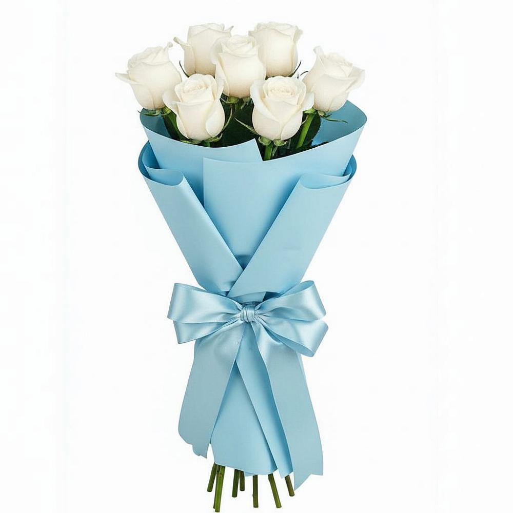 Букет 7 белых роз Проуд в Авсюнино