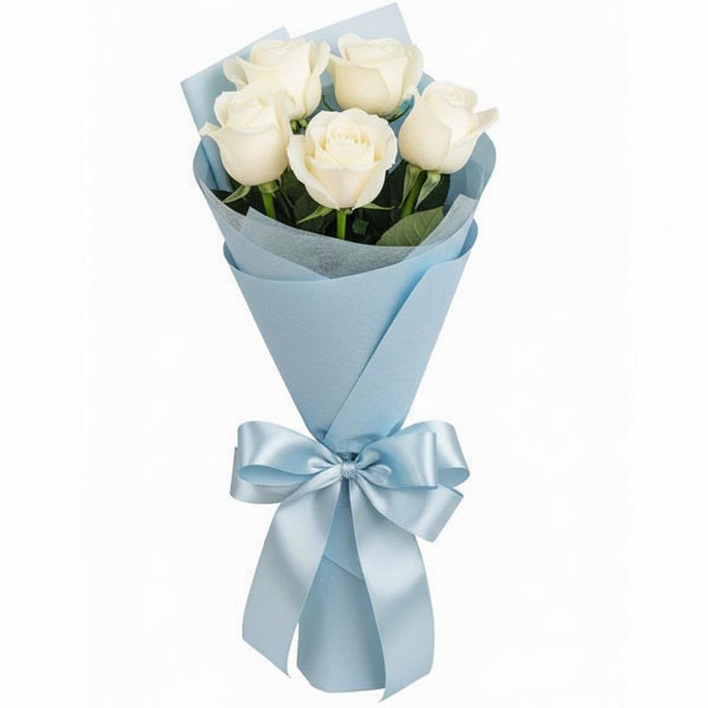 Букет 5 Белых роз Проуд в Авсюнино