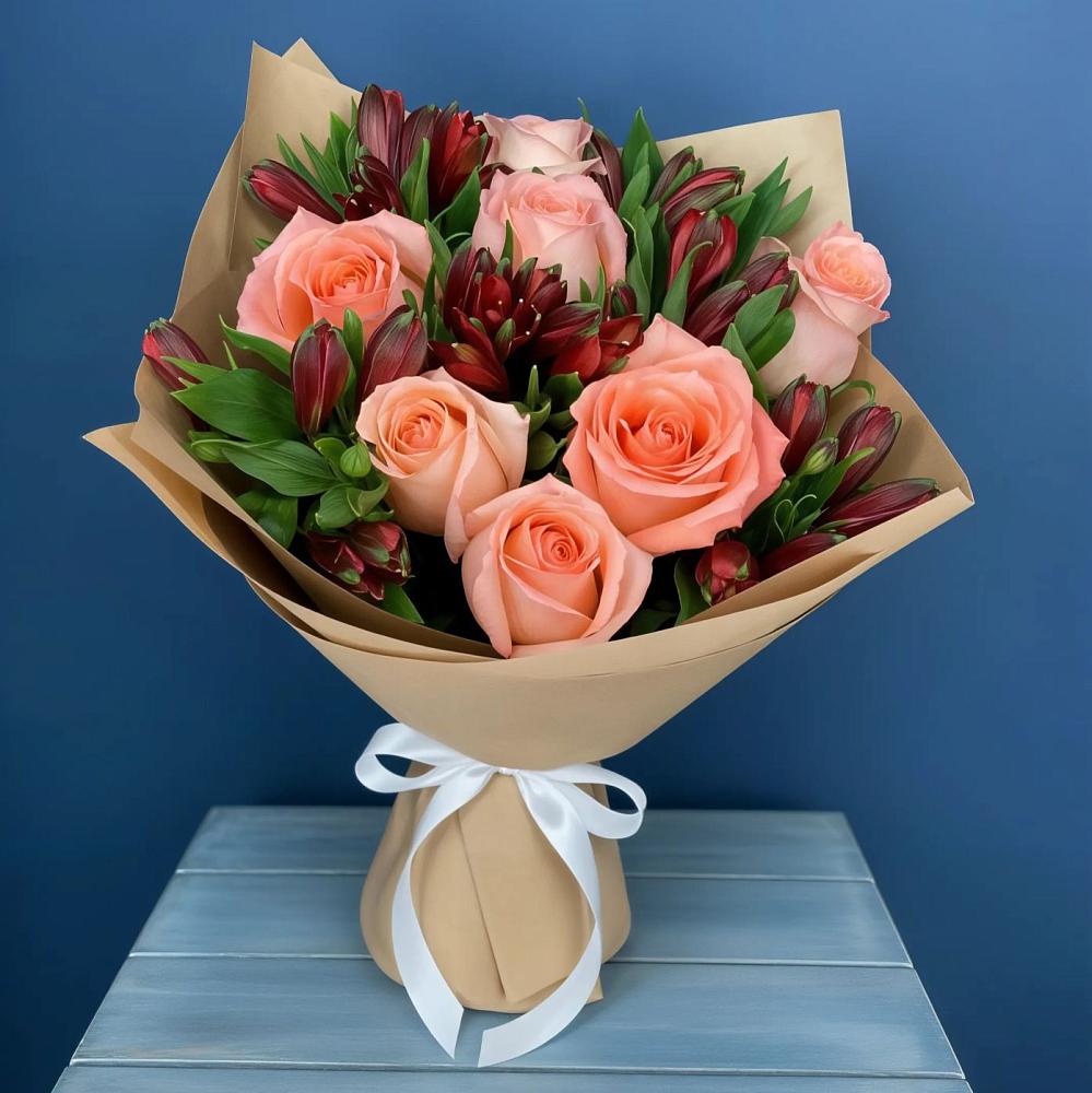 Букет цветов из: Розы и Альстромерии в Авсюнино