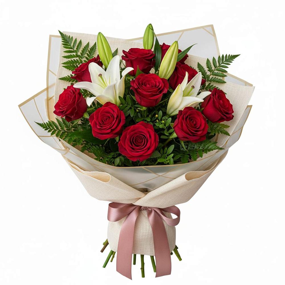 Букет цветов из: Лилии и Розы в Авсюнино