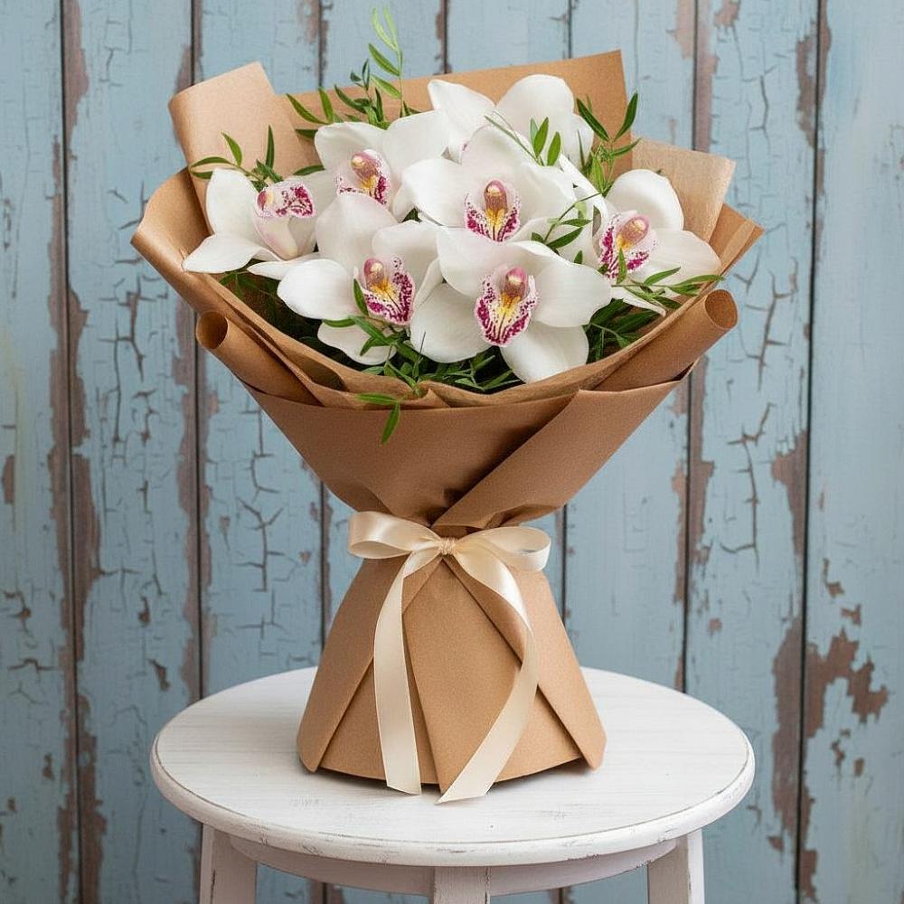 Букет цветов из: Орхидеи и Розы в Авсюнино