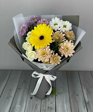 Букет цветов из:  Розы, Герберы и Хризантемы в Авсюнино