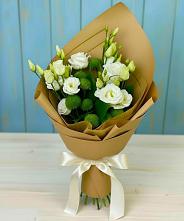 Букет цветов из:  Хризантемы и Лизиантусы #REPLACE_PRED# Авсюнино