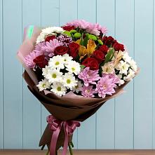 Букет цветов из:  Розы, Хризантемы и Альстромерии в Авсюнино