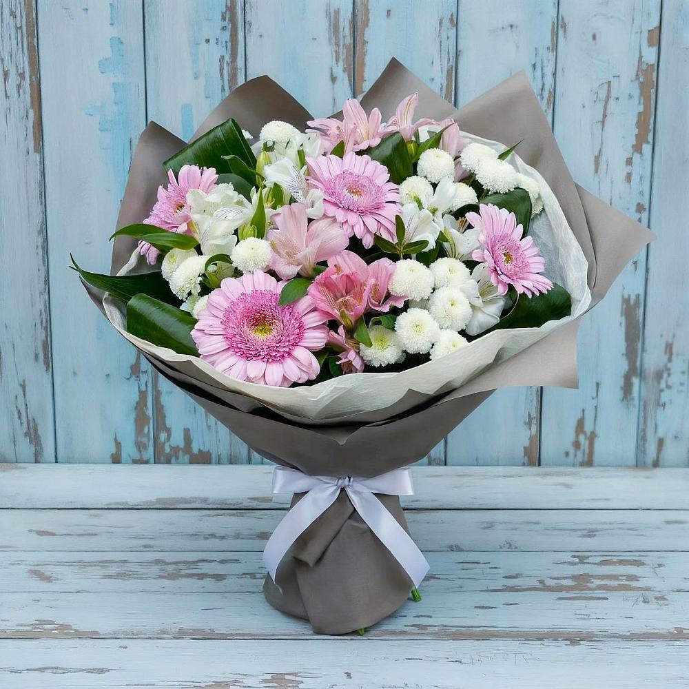 Букет цветов из: Герберы, Альстромерии и Хризантемы в Авсюнино