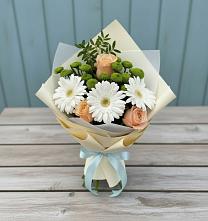 Букет цветов из:  Герберы, Розы и Хризантемы в Авсюнино