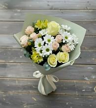 Букет цветов из:  Альстромерии, Розы и Хризантемы в Авсюнино