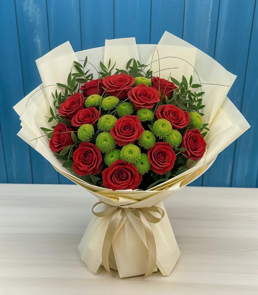 Букет цветов из: Розы и Хризантемы в Авсюнино